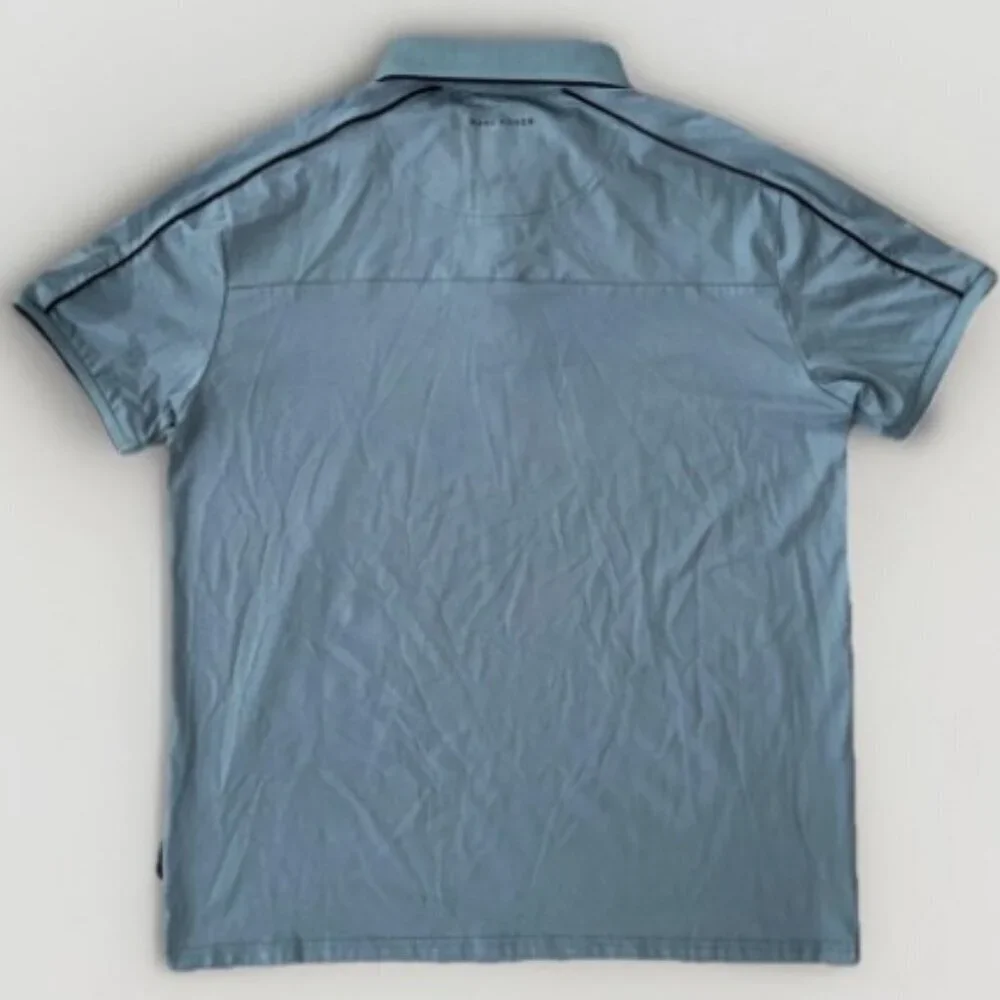NEW Marc Asher Men’s Contrast Tipped Design Polo Shirt Blue Men's Size XL Golf